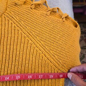 Moral Fiber Knit Sweater with Cut-Out Shoulders, Mustard Color, Sz L